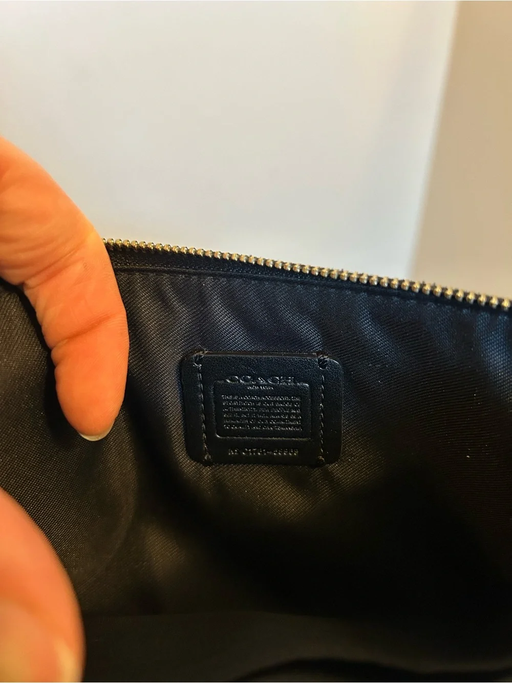 Coach Black Pebbled Leather Wristlet with Zip